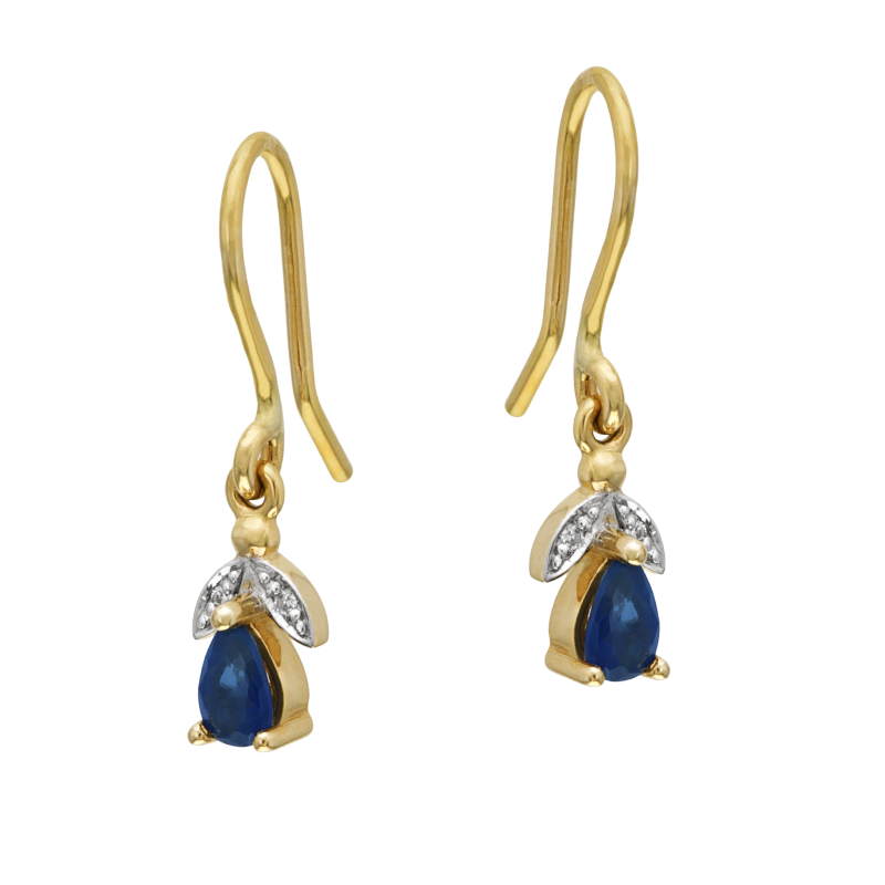 Boucles en or jaune rhodié, saphir et diamants