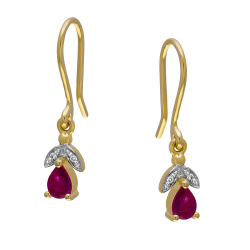 Boucles en or jaune rhodié, rubis et diamants