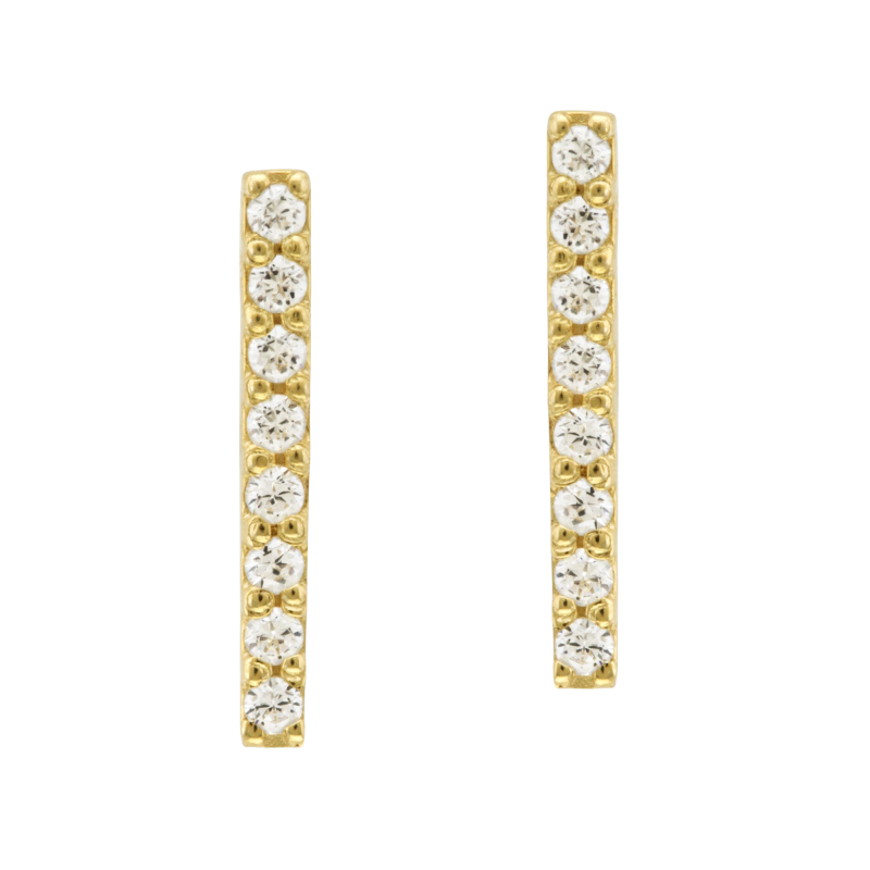 Boucles d'oreilles en or jaune et oxydes de zirconium, barrette