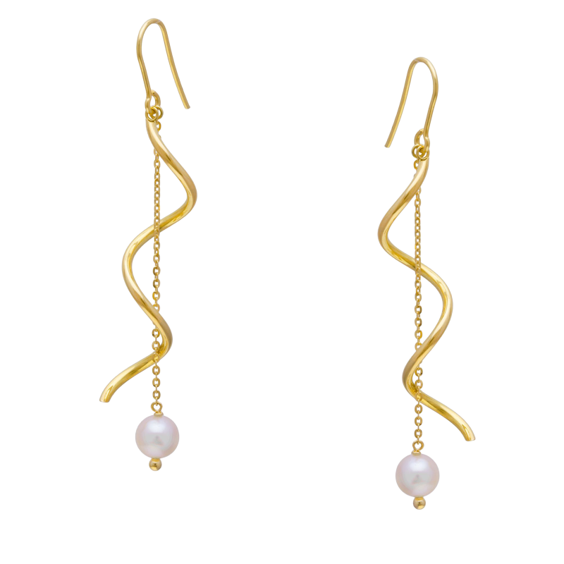 Boucles d'oreilles en or jaune et perle de culture