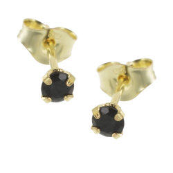 Boucles d'oreilles  or jaune, saphir rond 3 mm