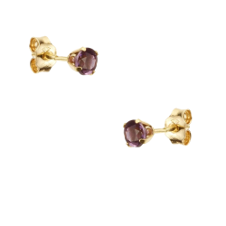 Boucles d'oreilles en or jaune, améthyste