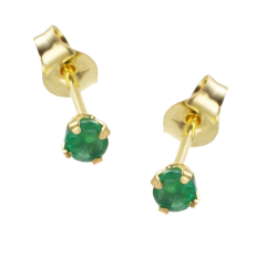 Boucles d'oreilles en or jaune, émeraude 4 mm