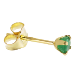Boucles d'oreilles en or jaune, émeraude 4 mm