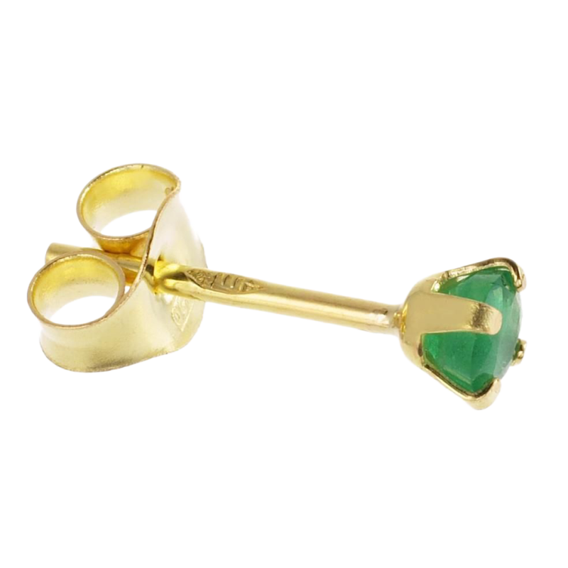 Boucles d'oreilles en or jaune, émeraude 4 mm