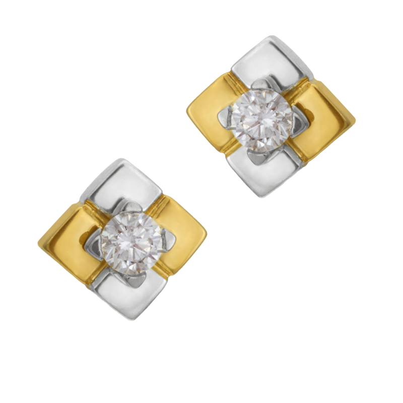 Boucles d'oreilles en or jaune rhodié et diamant