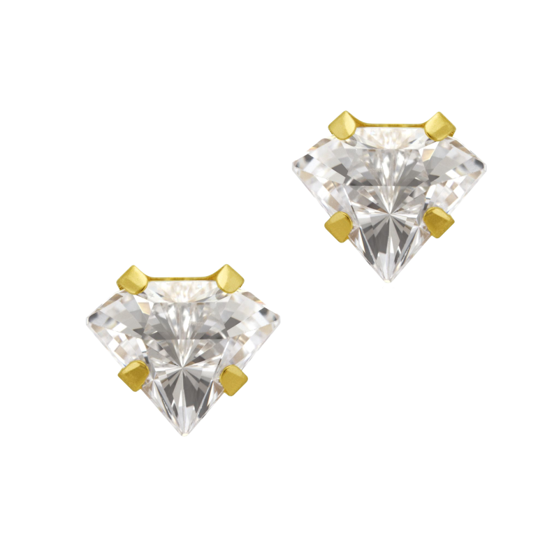 Boucles d'oreilles en or jaune, oxyde de zirconium