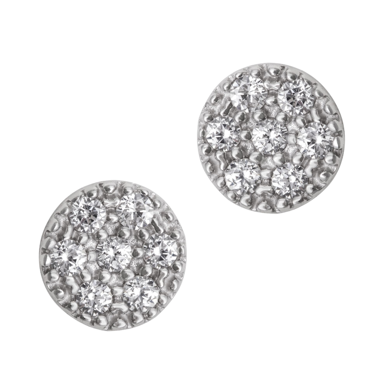 Boucles d'oreilles en or gris et oxydes de zirconium