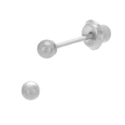 Boucles d'oreilles de perçage en or gris, boule 3 mm