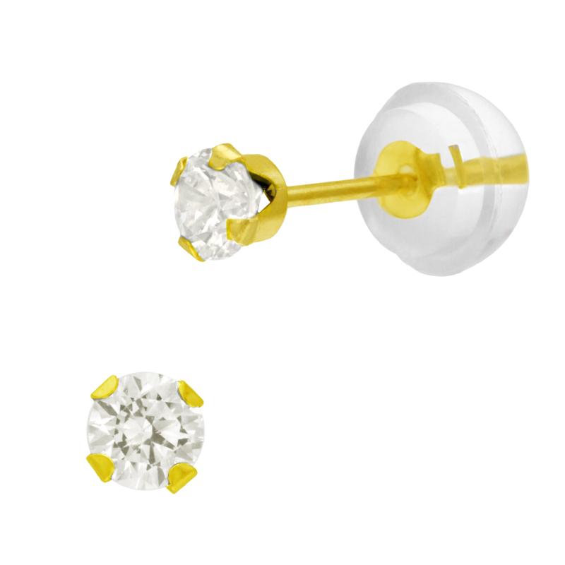 Boucles d'oreilles en or jaune, oxyde de zirconium