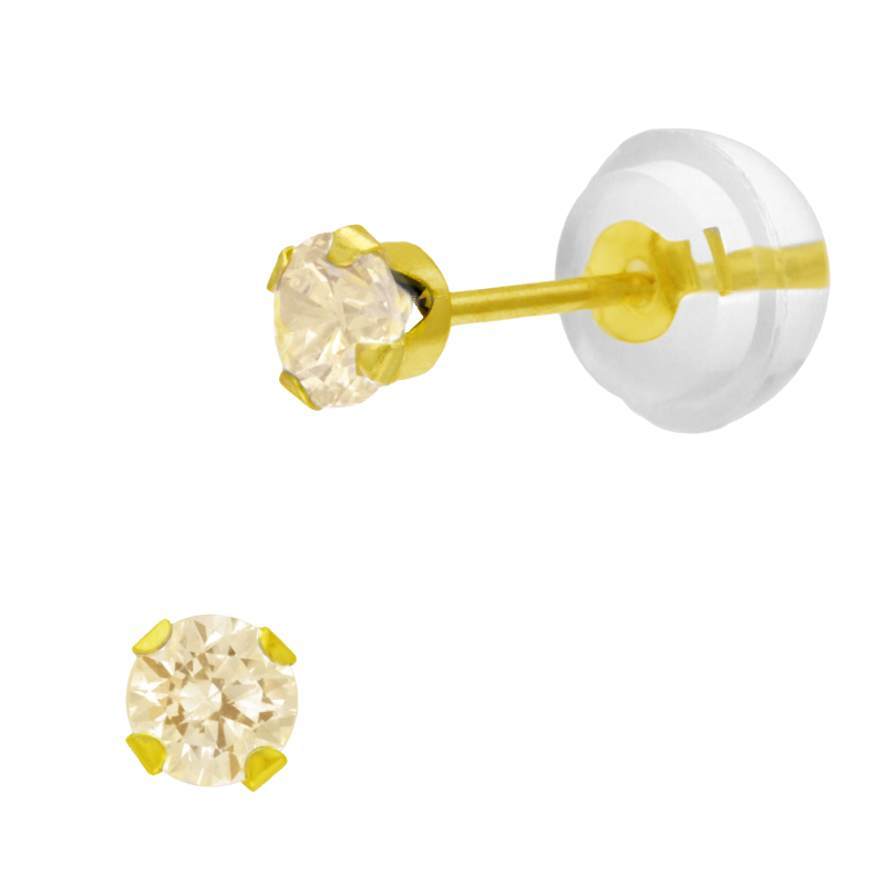 Boucles d'oreilles en or jaune, oxyde de zirconium