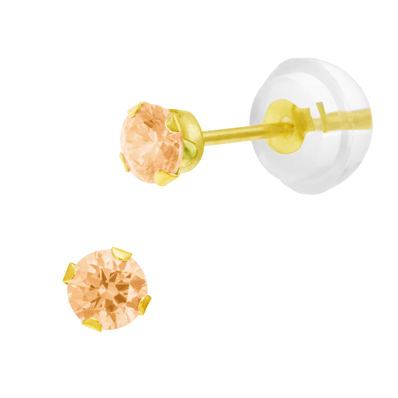 Boucles d'oreilles en or jaune, oxyde de zirconium