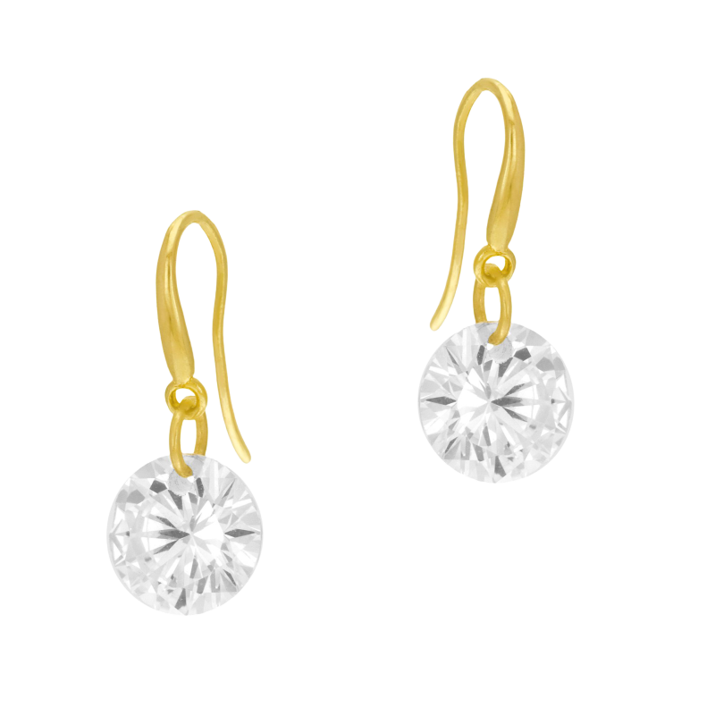 Boucles d'oreilles en or jaune et oxyde de zirconium
