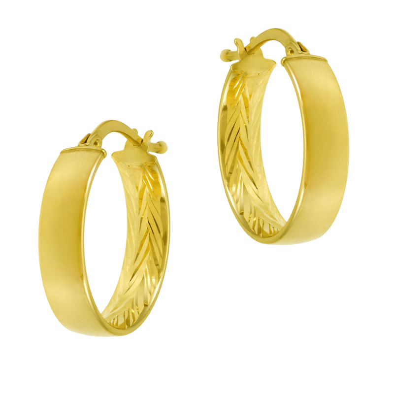 Créoles en or jaune lisse et striée