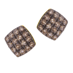 Boucles d'oreilles en or jaune rhodié noir et diamants bruns