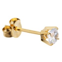 Boucles d'oreilles en or jaune, oxyde de zirconium (moyen modèle).