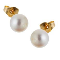 Boucles d'oreilles en or jaune, perle de culture d'eau douce.