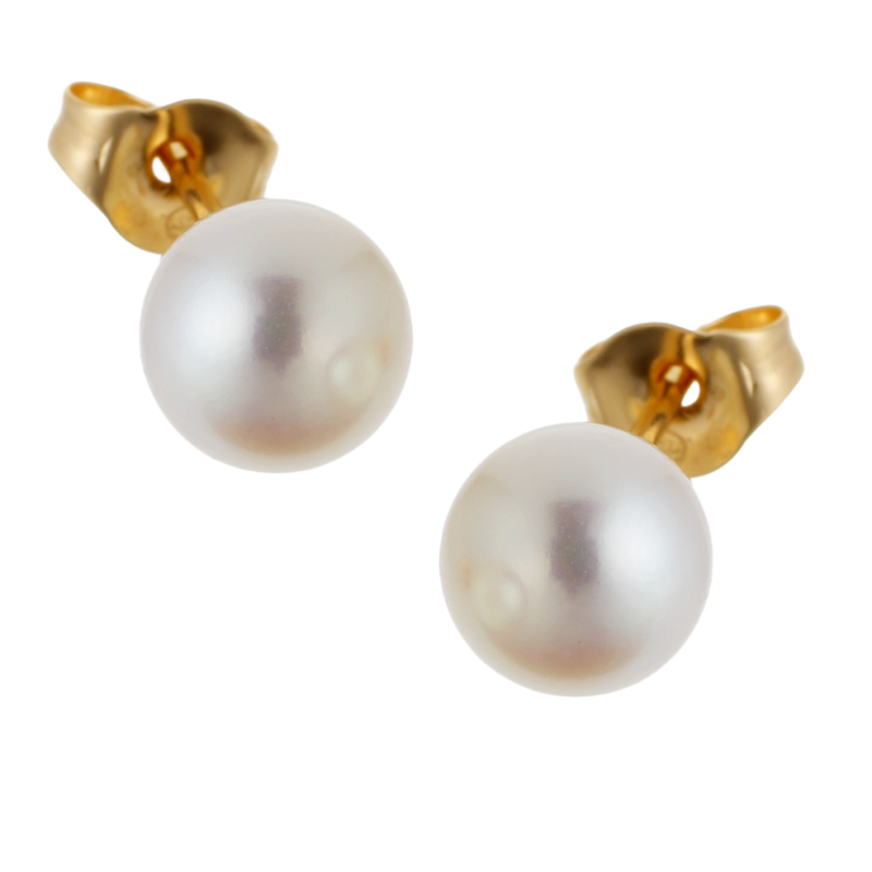 Boucles d'oreilles en or jaune, perle de culture d'eau douce.