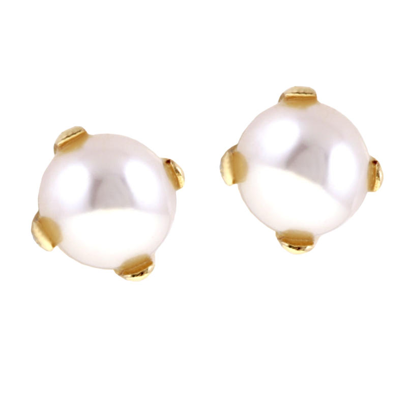 Boucles d'oreille en or jaune, perle de culture