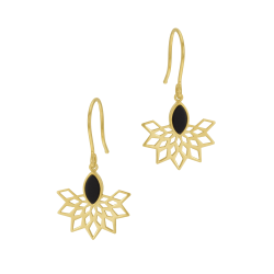 Boucles d'oreilles en or jaune et onyx