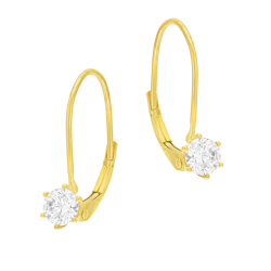 Boucles d'oreilles dormeuses en or jaune, oxyde de zirconium