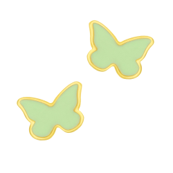 Boucles d'oreilles en or jaune et laque, papillon
