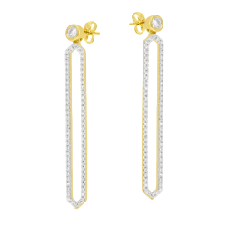 Boucles d'oreilles en or jaune et rhodié, diamants