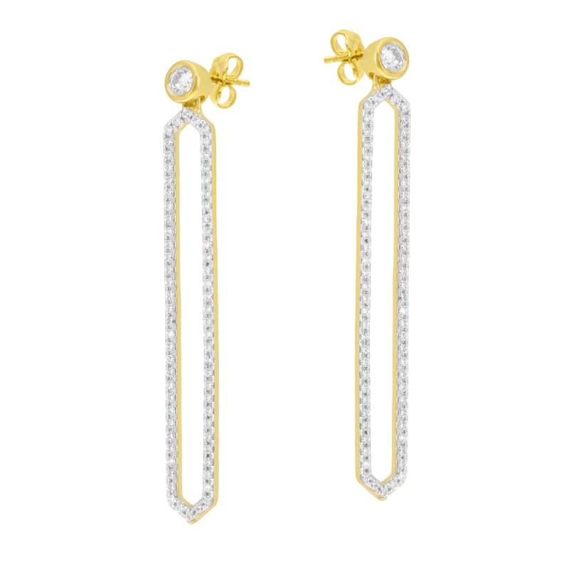 Boucles d'oreilles en or jaune et rhodié, diamants