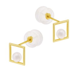 Boucles d'oreilles en or jaune et perle de culture