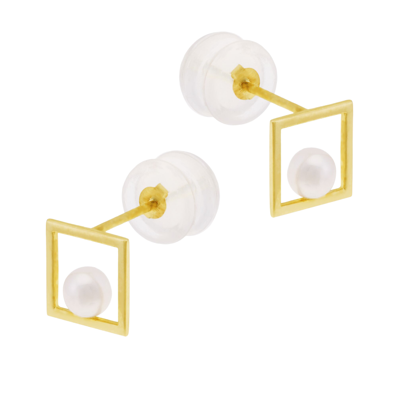 Boucles d'oreilles en or jaune et perle de culture