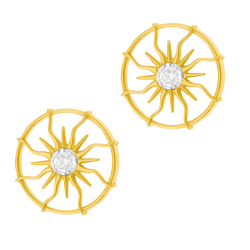 Boucles d'oreilles en or jaune et rhodié, diamant 