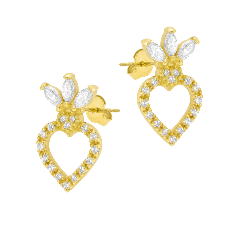 Boucles d'oreilles en or jaune et oxydes de zirconium