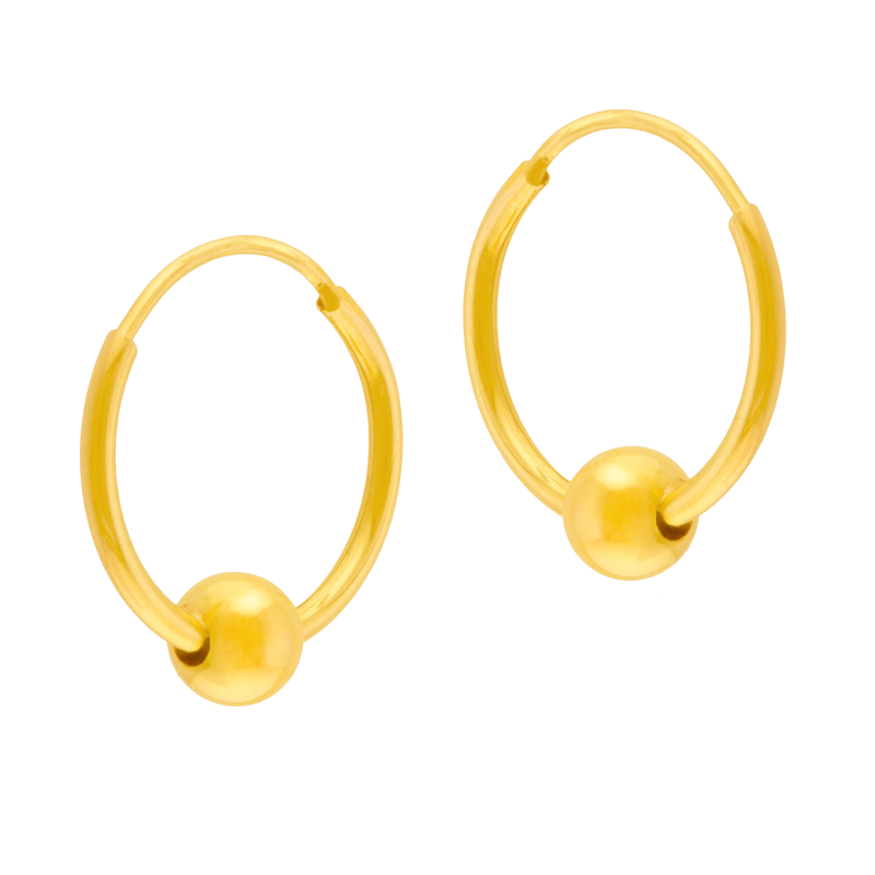 Créoles en or jaune, boule