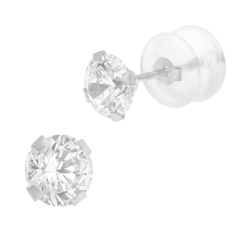 Boucles d'oreilles en or gris et oxyde de zirconium