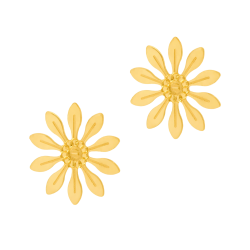 Boucles d'oreilles en or jaune, fleur