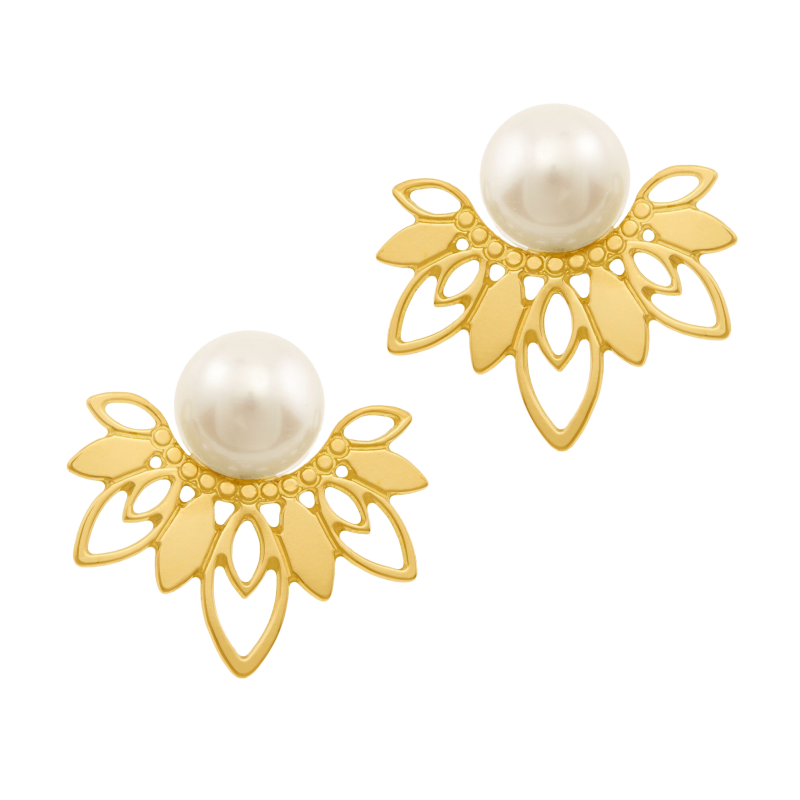 Boucles d'oreilles en or jaune et perle de culture