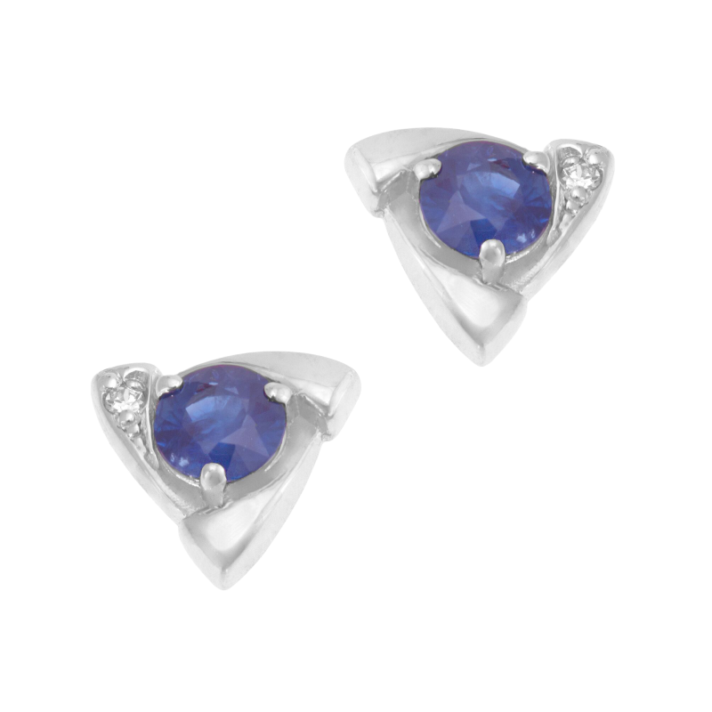 Boucles d'oreilles en or gris, saphir et diamant