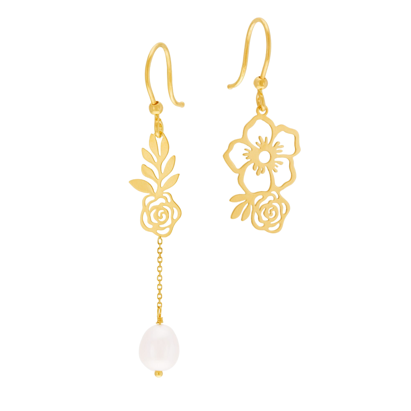 Boucles d'oreilles en or jaune et perle de culture