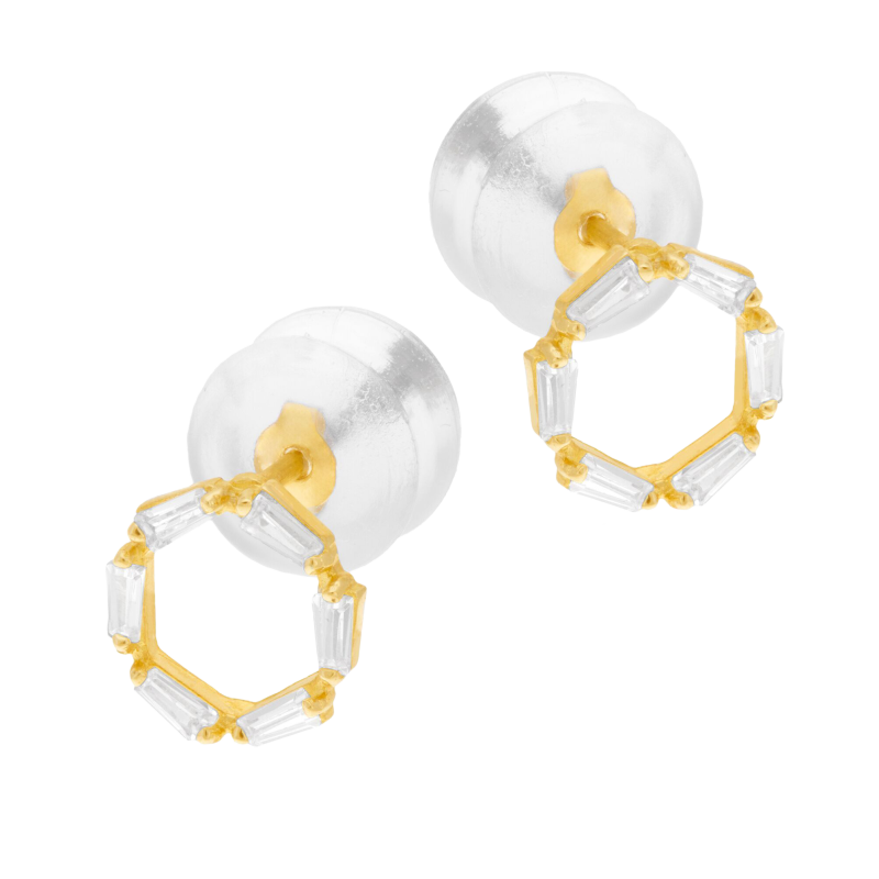 Boucles d'oreilles en or jaune et oxydes de zirconium