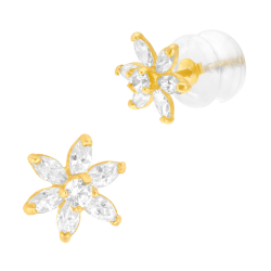 Boucles d'oreilles en or jaune et oxydes de zirconium