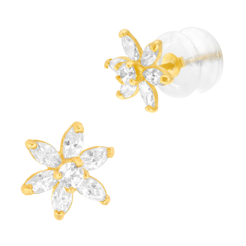 Boucles d'oreilles en or jaune et oxydes de zirconium