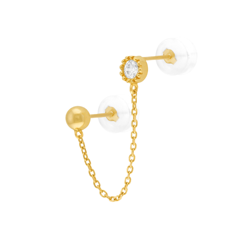 Mono boucle d'oreille en or jaune et oxyde de zirconium