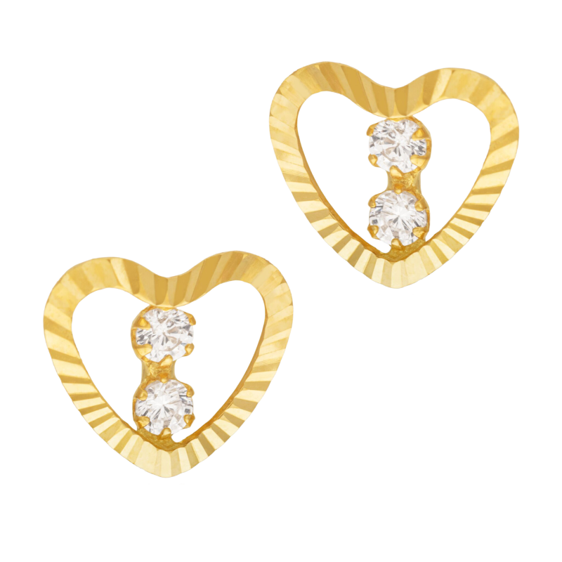 Boucles d'oreilles en or jaune et oxydes de zirconium