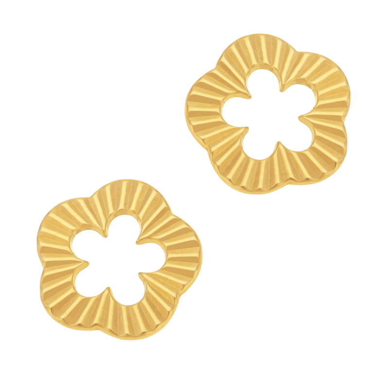 Boucles d'oreilles en or jaune, fleur