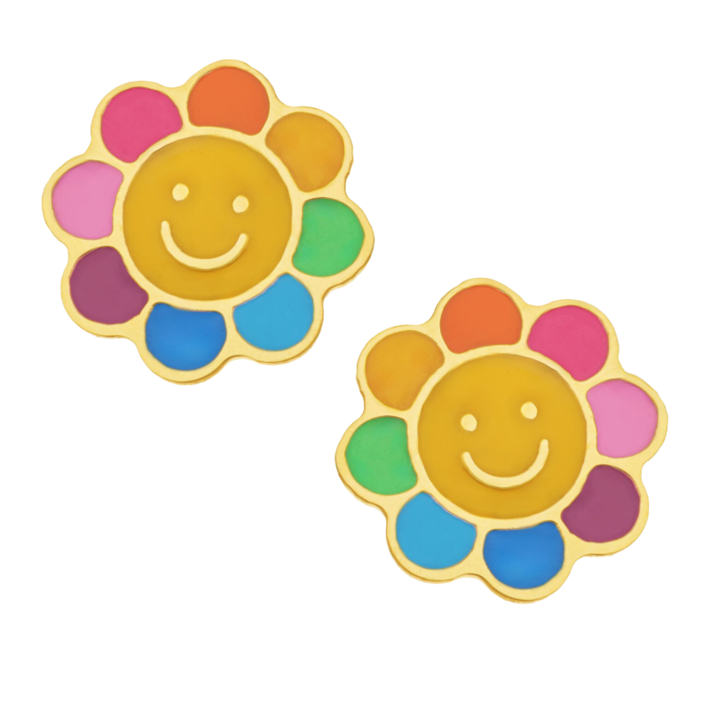 Boucles d'oreilles en or jaune et laque