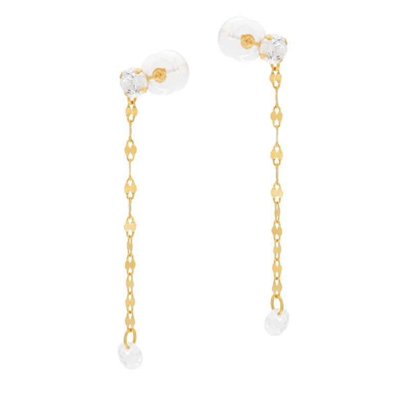 Boucles d'oreilles en or jaune et oxydes de zirconium
