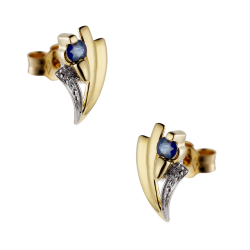 Boucles d'oreilles en or rhodié, saphir