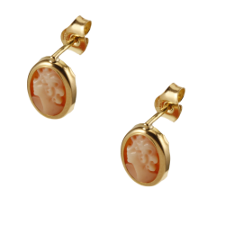 Boucles d'oreille en or jaune et camée