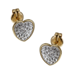 Boucles d'oreilles en or jaune, cristaux de synthèse et résine