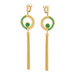 Boucles d'oreilles en or jaune et cristaux de synthèse 